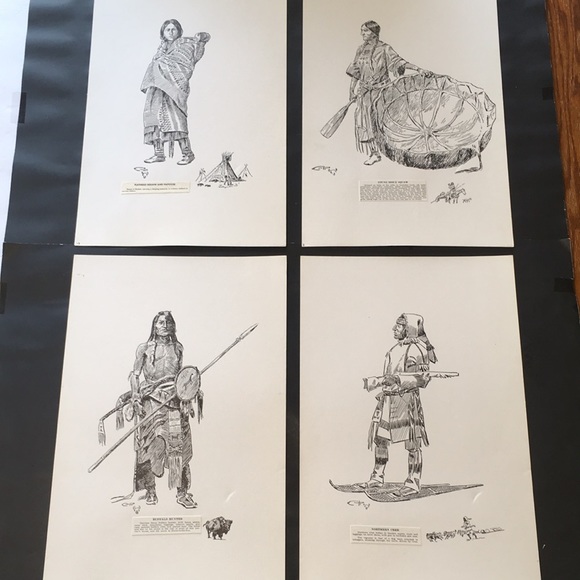 C.M. Russell Reproductions of Original Sketches - Picture 1 of 6